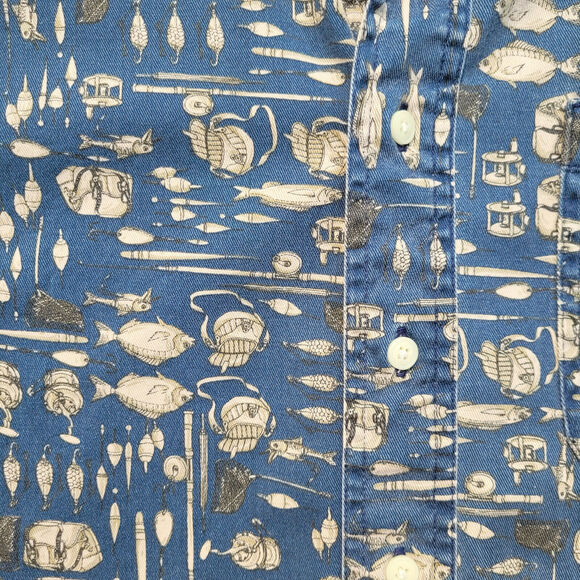 Woolrich Fishing Shirt Button Front 100% Cotton Short Sleeve Shirt Size Medium - Picture 6 of 8